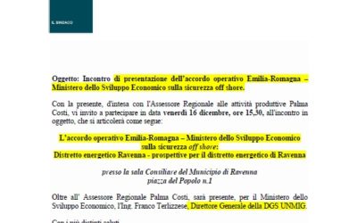 Energia offshore. Accordo tra Ministero Sviluppo Economico e Regione Emilia-Romagna